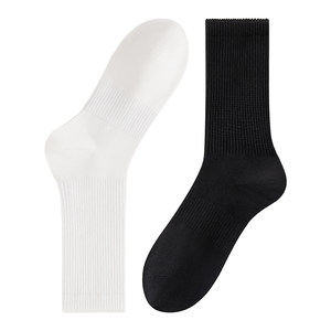 Socks women's pure cotton sports mid-calf socks summer thin boneless antibacterial and deodorant spring and autumn black and white stockings