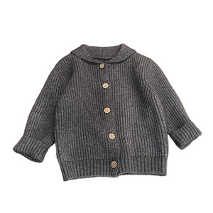 
Boys spring and autumn lapel sweater suit baby boy Korean knitted cardigan baby style plaid straight pants