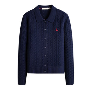 
Navigare Italian small sailboat pure wool knitted cardigan ladies 25 autumn new cork sweater jacket