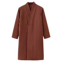 A Different Kind Of Warm Robe! Original Men's Winter Mid-length Hanfu Chinese Style Cotton Coat Loose Thickened Robe