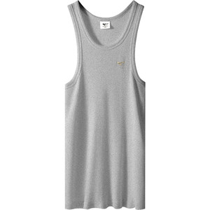 
Seven Wolves Men's Vest Pure Cotton Full Cotton Sports Hurdle Elastic Rib Inner Base Shirt Summer Two-Wool Shirt