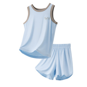 
Summer boys and girls modal pajamas boys two-piece vest suit teen sportswear shorts casual set