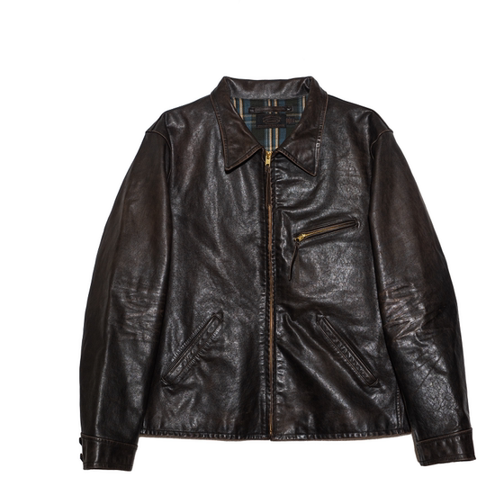 
Uncle Te's 1930 vintage genuine leather jacket RRL replica heavy washed cowhide leather jacket spring and autumn style jacket