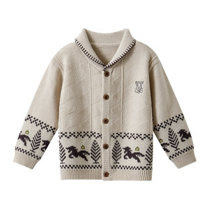 
Manxi children's sweater 2026 new spring and autumn cardigan for boys and girls Merino baby wool sweater