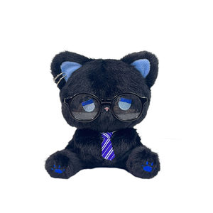A little trendy authentic emo cat doll glasses tie earrings set plush doll European mink birthday gift