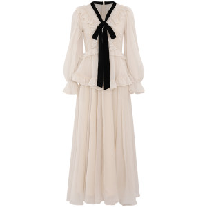 
Since then, French dress, long sleeves, high-end skirt, white dress, winter bridesmaid dress for women