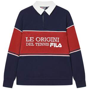 FILA official men's knitted long-sleeved POLO shirt 2023 winter casual simple loose top
