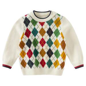 David Bella Children's Sweater Pullover 2026 Autumn and Winter New Boys Wool Sweater Diamond Top Category A