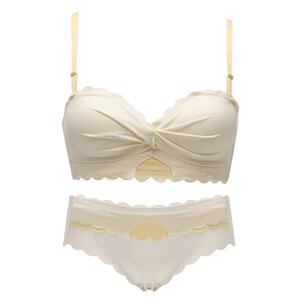 
[Midsummer Sweet Tea] Underwear bra for women with thin breasts gathered and prevented sagging ringless girl strap bra set for