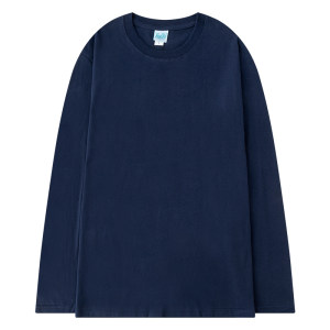 Autumn thin pink solid color long -sleeved T -shirt versatile casual loose bottoming shirt Falling shoulders men and women pure cotton clothes