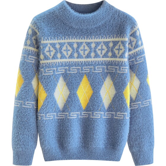 
Boys' mink velvet sweater 2025 winter new thickened pullover medium and large children's base layer children's warm sweater