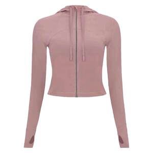 
Sports mesh short hooded jacket for summer slim women's high elastic quick-drying breathable outdoor running top