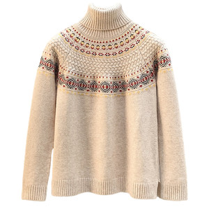 
2025 autumn and winter new turtleneck sweater for women pullover loose outer color contrast sweater for women inside base shirt for women