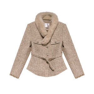 
Eryang Design [Xitang] Retro Daughter of Gold Small Fragrance Style Jacket Women's Waisted Short Style Right Shoulder Top