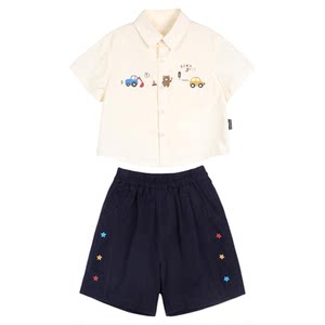 
Little O daddy baby boy baby boy summer temperament suit short-sleeved cotton shirt baby birthday one-year-old clothing