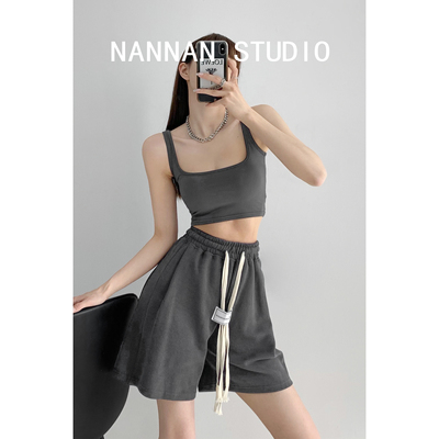 taobao agent Summer sports colored pants, shorts, loose straight fit, fitted, high waist
