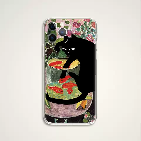 Henri Matisse Black Cat Goldfish Artwork Art Impressionist Phone Case for iPhone 17, 16, 15, 14 and 13