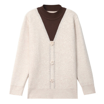 
Mother's thick sweater women's winter 2025 new middle-aged and elderly all-in-one velvet loose tops knitted bottoming shirt