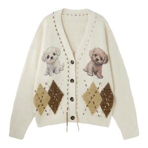 
BJHG reckless wool sweater cardigan women winter 2025 new couple outfit puppy sweater jacket men