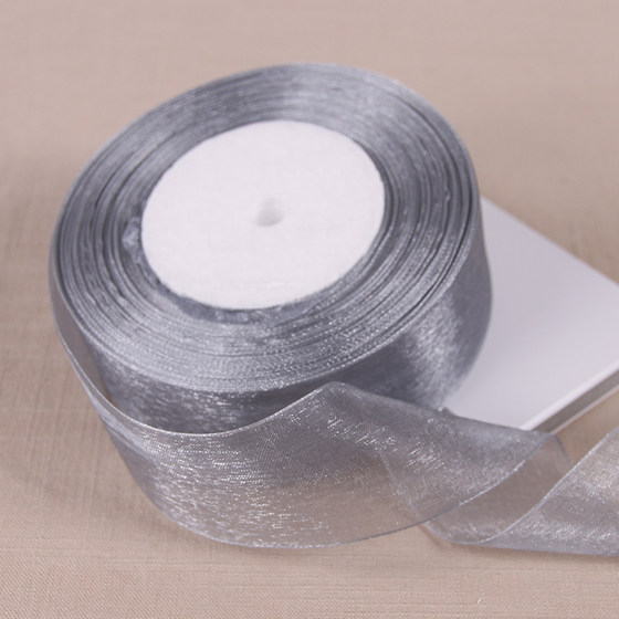 推荐15mm 20mm 25mm 40qmm 50mm Gray Organza Ribbon 45Meters/R