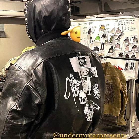 Undermycar 24FW  GOATSKIN 未知艺术品印花天然裂纹山羊皮夹克