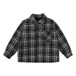Bobo Pig Children's Clothing Boys' Velvet Plaid Shirt 2023 Autumn Baby Comfortable, Fashionable And Handsome Children's Top Trendy