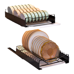 Stainless steel drawer type kitchen pull-out dish storage rack