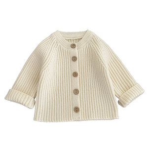 
Baby boy's spring and autumn Korean style round neck knitted cardigan boy's fashionable and versatile sweater jacket infant and toddler outing wear