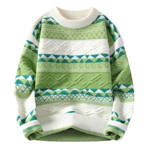 
Scarecrow trendy round neck couple soft waxy striped lazy style retro splicing warm striped sweater sweater for men