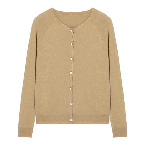 
Scene knitted cardigan women's new spring new simple literary round neck long-sleeved solid color wool coat sweater 5551