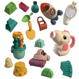 Children's beach toys baby thickened soft rubber shovel and bucket children's hourglass digging sand soil playing sand tool set

