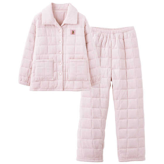 Mrs. Sili couple pajamas for winter women thickened plush three-layer cotton super thick men's winter cotton jacket home clothes
