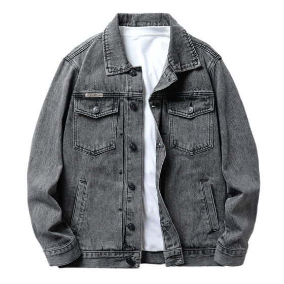 
2026 spring new style retro nostalgic washed denim jacket men's spring and autumn American black and gray jacket men's trend
