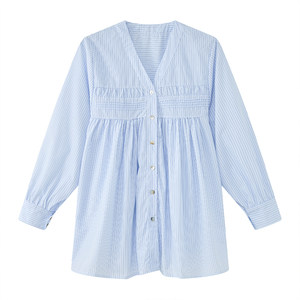 
Pregnant high-quality baby doll tops maternity tops spring and summer maternity wear 2026 new pregnant mothers high-end wear striped shirts