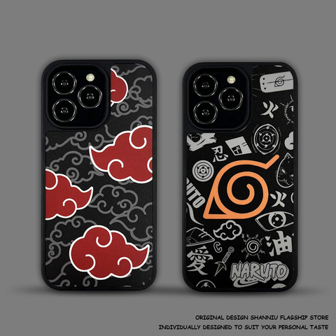 Naruto Akatsuki Cloud Red Black Orange Pattern iPhone Case