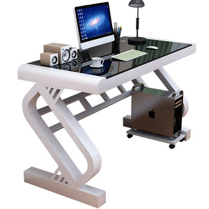 Computer desktop home bedroom students Learn desks Simple and tempered glass office office writing table economy
