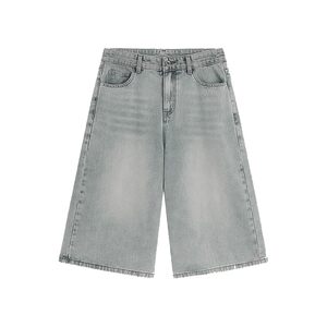 
Retro light color straight-leg denim trousers for women with high waist summer new large size fat mm loose slimming wide-leg pants