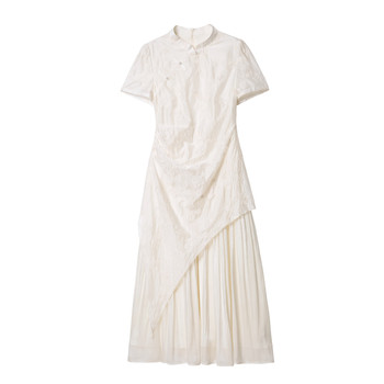 Blue language large size women's modified temperament cheongsam skirt