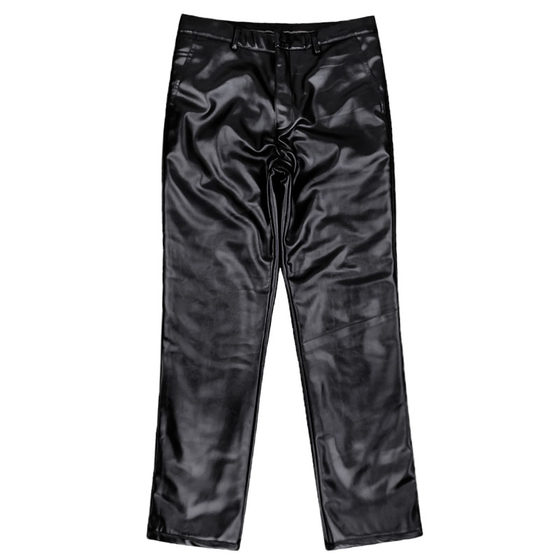 Winter thick waist -protective knee and leather pants men's loose plus velvet motorcycle riding windproof and warm generation leather cotton pants