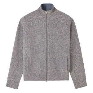 
[100% wool] CULTUM Italian casual stand collar double zipper knitted cardigan thickened sweater men's jacket