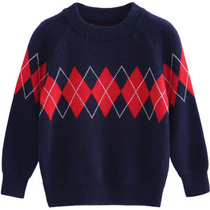 
2025 new children's clothing boys cashmere sweater knitted round neck thickened children's boys autumn and winter style medium and large children's sweaters