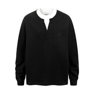 
Mr. Jiangnan NewJNXS American retro heavyweight fake two-piece long-sleeved T-shirt for men and women in spring and autumn layered loose tops