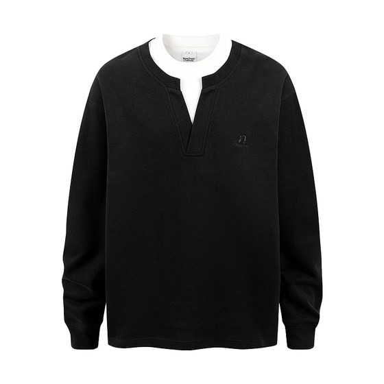 
Mr. Jiangnan NewJNXS American retro heavyweight fake two-piece long-sleeved T-shirt for men and women in spring and autumn layered loose tops