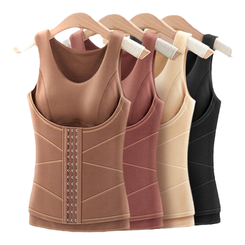 DeRong EPJ Seamless Belly Controlling Vest with Breast Pads