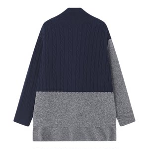 
Baijiahao Contrast Color Diamond Plaid Turtleneck Sweater Women's 2026 Spring New Retro Cable Splicing Lazy Style Sweater