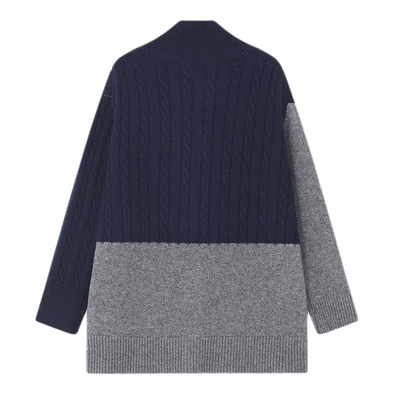 
Baijiahao Contrast Color Diamond Plaid Turtleneck Sweater Women's 2026 Spring New Retro Cable Splicing Lazy Style Sweater