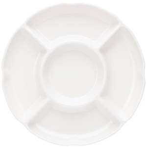White imitation porcelain dining plate multi -grid disc derivide ingredient plate plastic platter round five -grid brine with vegetable disk snack plate