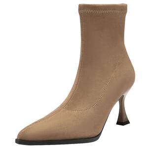 
Dadong Fashion Boots Women's Shoes 2025 Winter New Simple Thin Heel High Heel Pointed Toe Sleeve Light Plate D0015