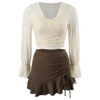 Yimeishan women's split long sleeve swimsuit