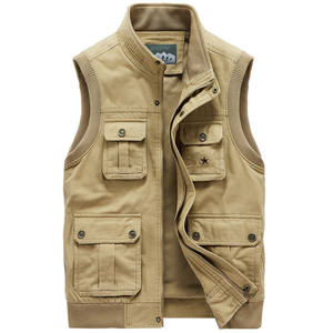 
New autumn and winter casual pure cotton men's vest autumn and winter multi-pocket outdoor photography vest thickened and velvet vest for outer wear